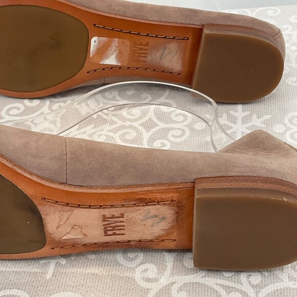 Frye Women's 3472073 Pointed Toe Leather Flats Taupe Size 7M - Picture 2 of 8